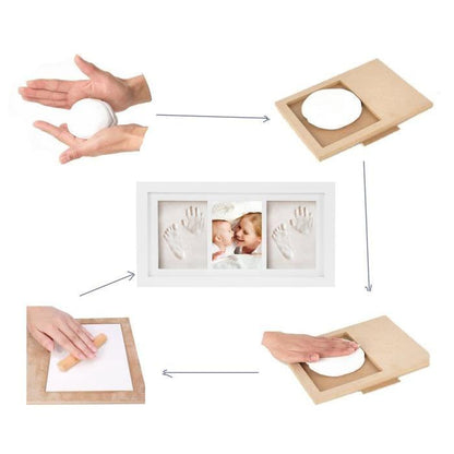 Kit empreintes de mains et pieds bébé Cadre photo en bois